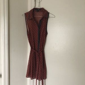 Sheer button-up waist tie dress